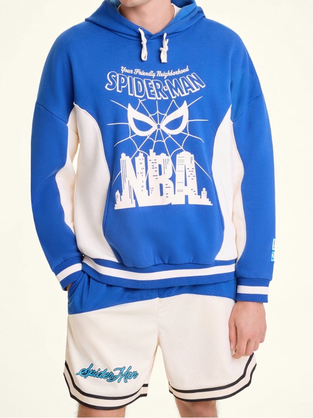 New Authentic Marvel Nba & Spider-Man Collab Fleece Hoodie Men Large
Blue White